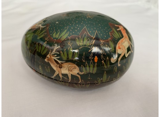 Egg Shaped Lacquered Box - Made In Kashmir