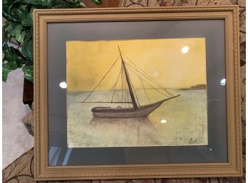 Original Sailboat Watercolor By Barbara Alexander (American, 20th C)