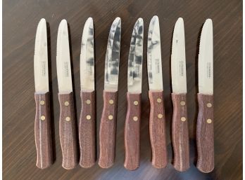 Set Of Eight Wooden Handled Steak Knives