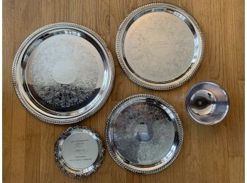 Five Engraved Silver Plated Trophies