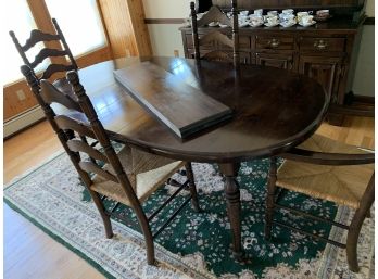 Vintage Oval Dining Table And Four Chairs, Very Solid And Heavy Wood