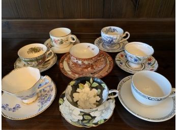 Group Of Eight Miscellaneous Tea Cups And Saucers