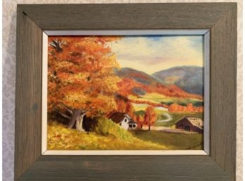 Original Oil On Canvas 'Autumn In CT' By Barbara Alexander (American, 20th C)