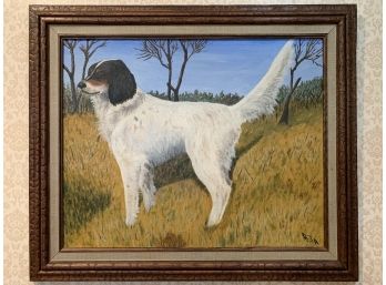 Pointer Dog Original Oil Painting By Barbara Alexander (American, 20th C)