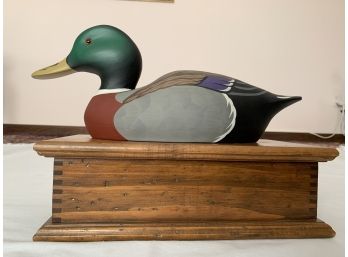 Stoney Point Mallard Duck Decoy Carved Wood Box, Hornick Bros.