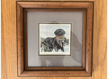 Small Framed Numbered Print Of A Hunting Retriever
