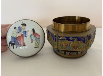 Vintage Chinese Brass Covered Box
