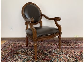 Faux Leather And Wood Arm Chair