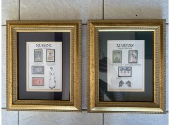 Framed Nursing And Marine Stamps