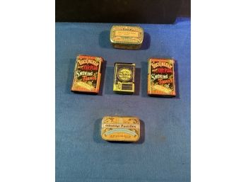 5 Vintage, Very Desirable Tins In Great Shape