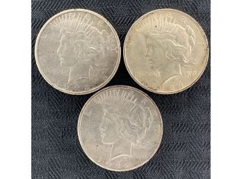 Lot Of (3) Peace Silver Dollars