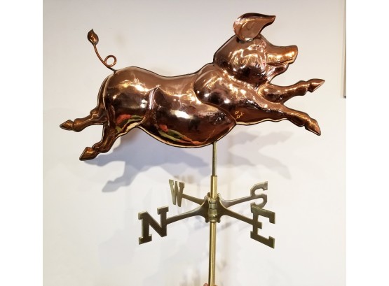 Large Copper And Brass Pig Weathervane - NEW