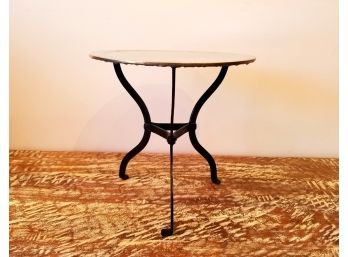 Polished Alloy Cocktail Table On Wrought Iron Base