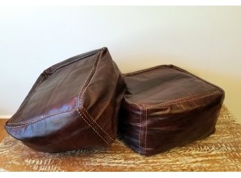 Pair Moroccan Leather Tuffets