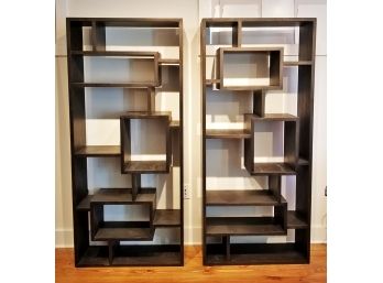Pair Exotic Hardwood Contemporary Shelves