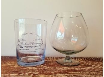 Etched Ice Bucket And Brandy Snifter