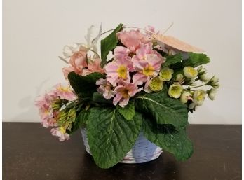 Silk Floral In Country Wicker Basket