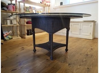 Glass Top Wicker Dining Table