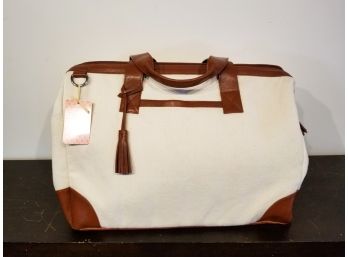 Leather And Canvas Overnight Bag