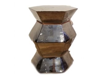 Silver Over Ceramic Plant Stand/Side Table