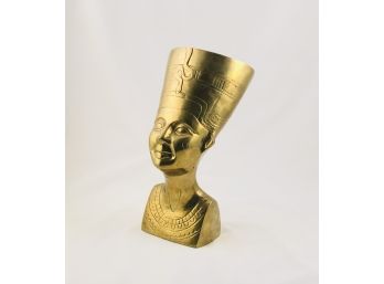 Mid Century Modern Solid Brass Nefertiti Bust Sculpture
