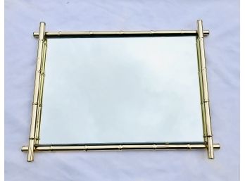 Vintage Hollywood Regency Faux Bamboo Mirror Serving Tray Or Wall Mirror
