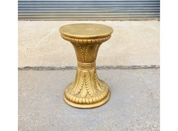 Mid Century Gold Ceramic Pedestal Stand Or Side Table