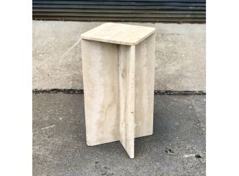 Mid Century Modern Travertine Pedestal Stand For Sculpture/Plant/Pottery