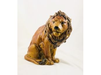 LARGE And AMAZING Vintage Italian Terra Cotta Pottery Heavy Glaze Lion Sculpture