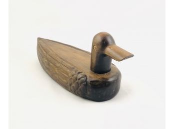 Vintage Folk Art Hand Carved Wooden Duck Sculpture
