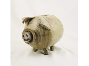 LARGE Glazed Pottery Piggy Bank