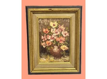 Pretty Encaustic Still Life Painting In Gold Frame