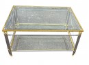 Two Tiered Brass And Glass Coffee Table Made In Italy