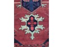 Large G.C. Hand Knotted Woolen Carpet With Info Tag- Deep Reds & Navy