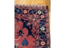 Large G.C. Hand Knotted Woolen Carpet With Info Tag- Deep Reds & Navy