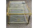 Two Tiered Brass And Glass Coffee Table Made In Italy