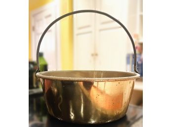 Large Heavy Handled Brass Pot With Handle