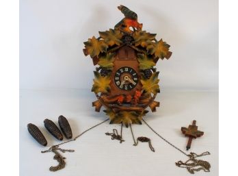 Vintage Hunters Musical Double Door Dual Action German Black Forest Cuckoo Clock