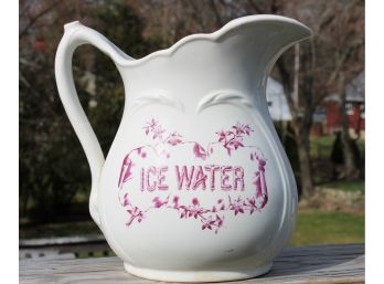 Antique K.T. & H. Semi-vitreous Porcelain Water Pitcher