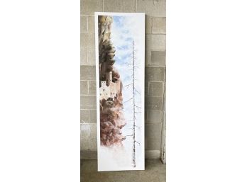 Signed Tall Wrapped Canvas Acrylic Painting-Mesa Verde Colorado-1980/1990's