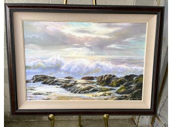 Gorgeous Oceanscape In Oil By Joanne Hennes- Custom Framed
