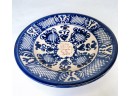 Vintage Signed Blue & White Hand Thrown Red Clay 8' Dish