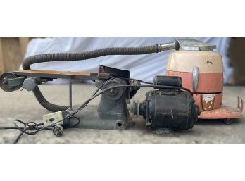 Heavy Duty Shopmaster Adjustable Belt Sander With Vintage 1/3hp Westinghouse Motor & General Electric Vacuum