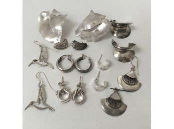 Sterling Silver Earrings Lot -  8 Pairs