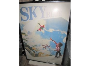 Vintage Beckett Cambric Sky Blue Skydivers Framed Poster