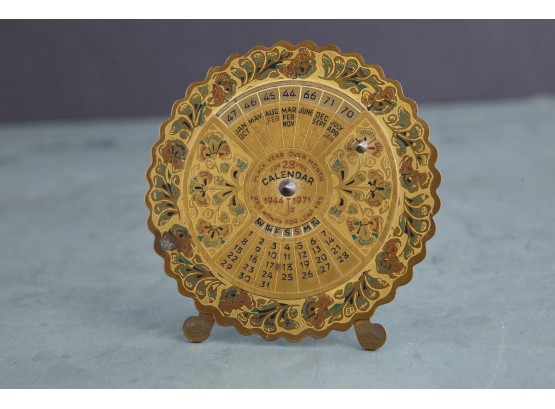 Mid Century Very Cool Perpetual Brass Calendar For 28 Years 1944 - 1971
