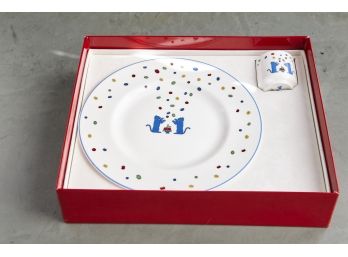 Vintage Cartier - La Maison Des Enfants, Porcelain Plate And Egg Cup In Original Box, Never Used, 1988