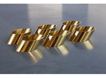 Set Of 6 Modern Minimalist Brass Napkin Rings