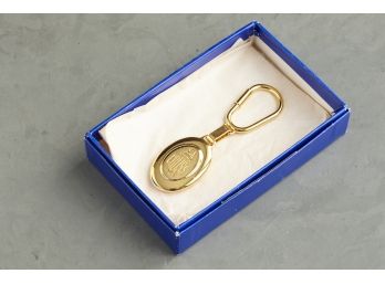 Mark Cross Gold Tone Keychain, Made In Italy, Never Used, In Original Box