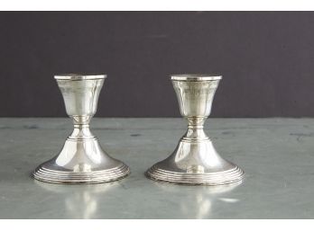 Vintage Pair Of Victorian Style Preisner Sterling Weighted Dining Candle Holders